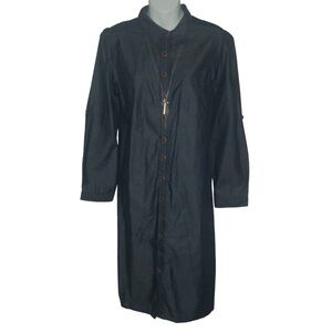 eShakti Dress Chambray Denim Button Down Shirt Custom Duster Minimalist Preppy